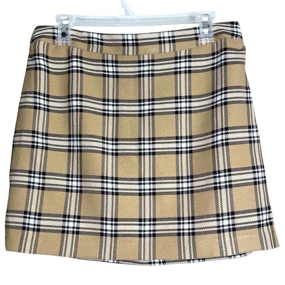 ASOS Tan & Black Plaid Mini Skirt. School Girl/Academia. Size 10